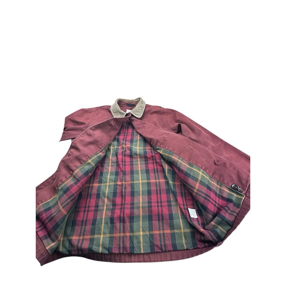 L.L. Bean Women’s Barn Coat Jacket L Canvas Chore Rust Red Corduroy Collar - Picture 11 of 16